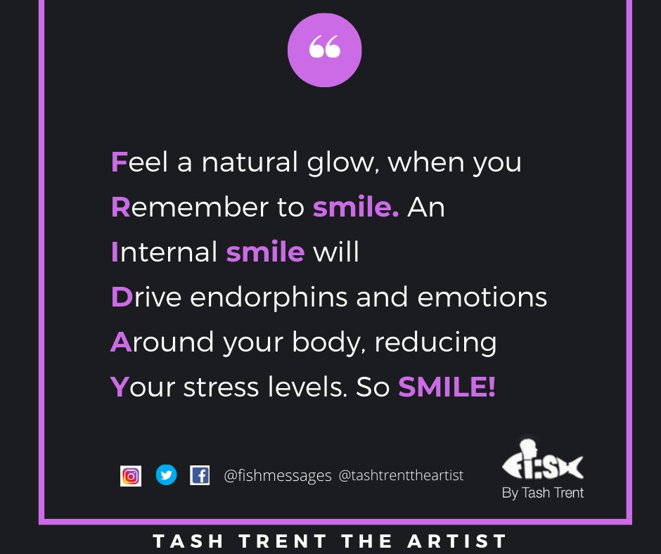FISHmessages's tweet photo. Daily FISH.. The weeks theme is SMILE ☺️

#motivationalquotes #motivation #motivationalgoals #healthywords #dailymotivation #dailyquotes #inspirationalquotes #poetryart #mentalhealthawareness #mentalhealthisimportant https://t.co/rEc43Tv1yl
