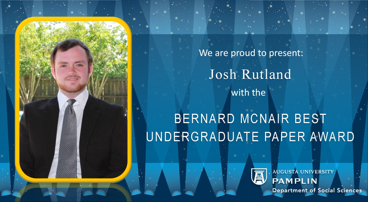 AUG_SocSci's tweet image. Undergraduate papers from all the majors in the @AUG_SocSci are nominated and submitted by faculty to the Bernard McNair Best Undergraduate Paper Committee, the paper with the highest score by the committee wins the award.