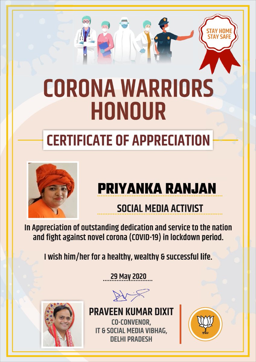 priyanka4nation's tweet image. Thanks a lot @TeamPraveen Bhai for this honour 🙏😊
#IndiaFightsCOVID19 
#DeshModiKeSath