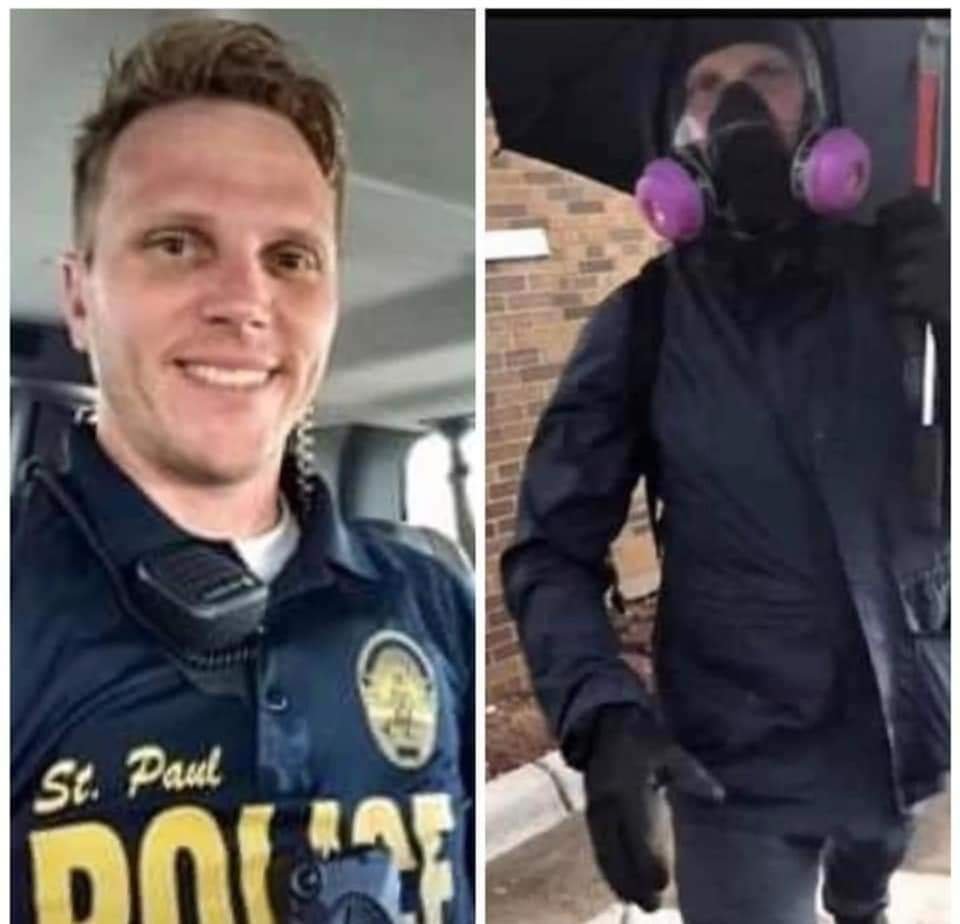 Did St. Paul Police Officer Jacob Pederson break the Auto Zone windows during the protest violence...??What could possibly be the purpose of law enforcement participating in the destruction of property during the unrest...?? #GeorgeFloyd