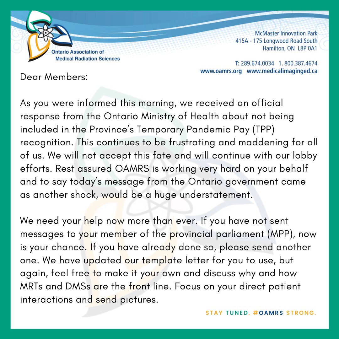 GregToffner's tweet image. That the @ONgov continues to not recognize MRTs &amp;amp; DMSs in the TPP is an atrocity! It is shocking to us and should be embarrassing for them. #WeAreEssential and should be treated as such. @CP24 @CTVNews @CBCToronto @nationalpost @TorontoStar @City_tv @fordnation @OAMRS1  #TPP