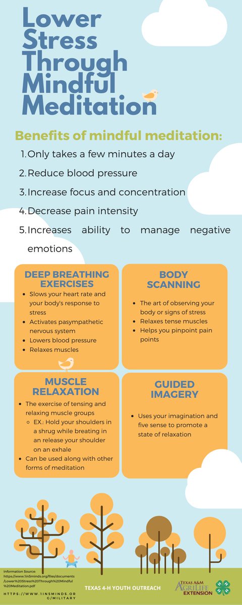 Stressed? Try mindful meditation to relax!

Check out 1in5minds article on how to decrease mental and physical stress. 

#MentalHealthAwarenessMonth 

Information source:
1in5minds.org/blog
