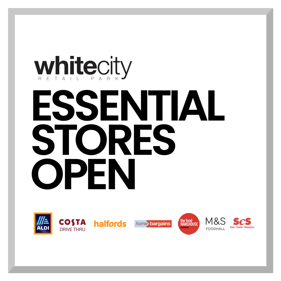 WhiteCityRetail's tweet photo. Now open for business at White City Retail Park, please be aware of COVID 19 restrictions in place:
@AldiUK
@CostaCoffee
@Halfords_uk
@homebargains
@FoodWarehouse
@marksandspencer
@scssofas
.
.
.
#whitecityretailpark #manchester #whitecity #essentialstores https://t.co/bD503I8SoS