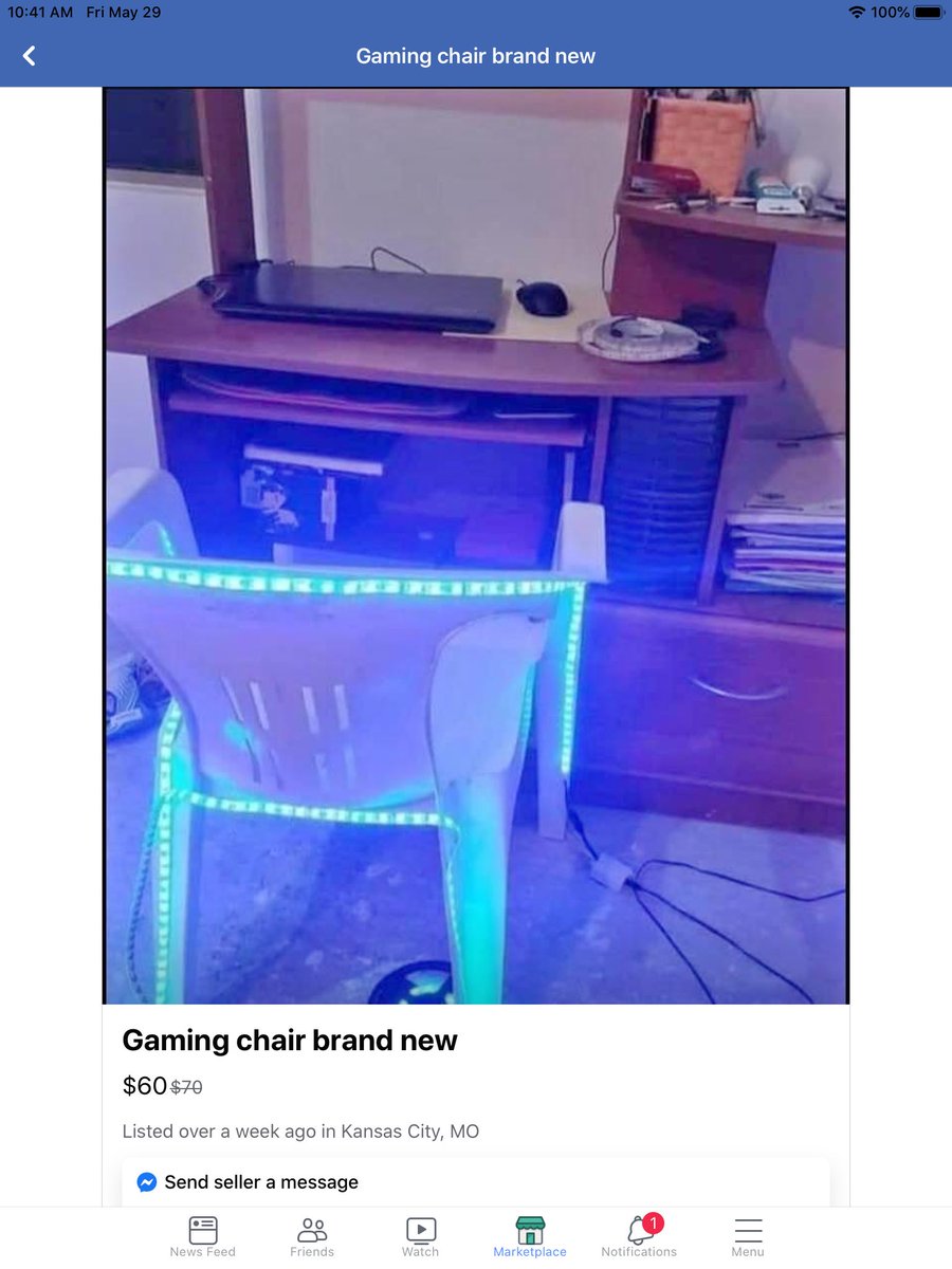 JacobDehesa's tweet photo. Found a gaming chair on Facebook if anyone wants me to pick it up for them hmu https://t.co/ttvMVU19fU