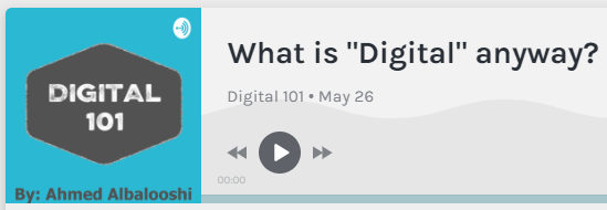 aalbalooshi's tweet photo. Digital 101 Episode 2: "What is Digital anyway?" is live: https://t.co/69GGu8Onbk

#digital #DigitalTransformation #DigitalStrategy #bahrain https://t.co/P1x61t4rJq