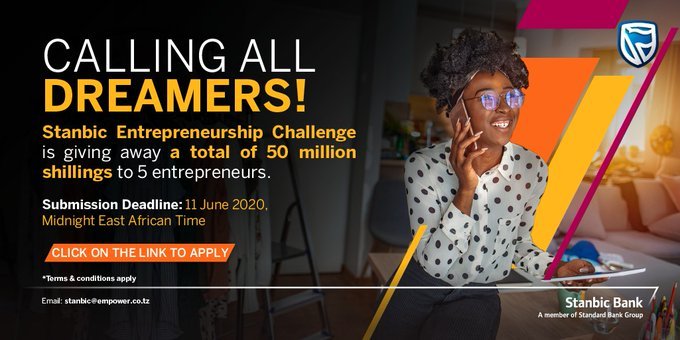 Are you a Tanzanian entrepreneur with a business of at least 2 years? Here’s your chance to tell your story, pitch your business and win 10 Million TSH Take a step towards your dream! ; bit.ly/StanbicEntrepr… 

#DreamBigWithStanbic #25YearAnniversary @StanbicBankTZ