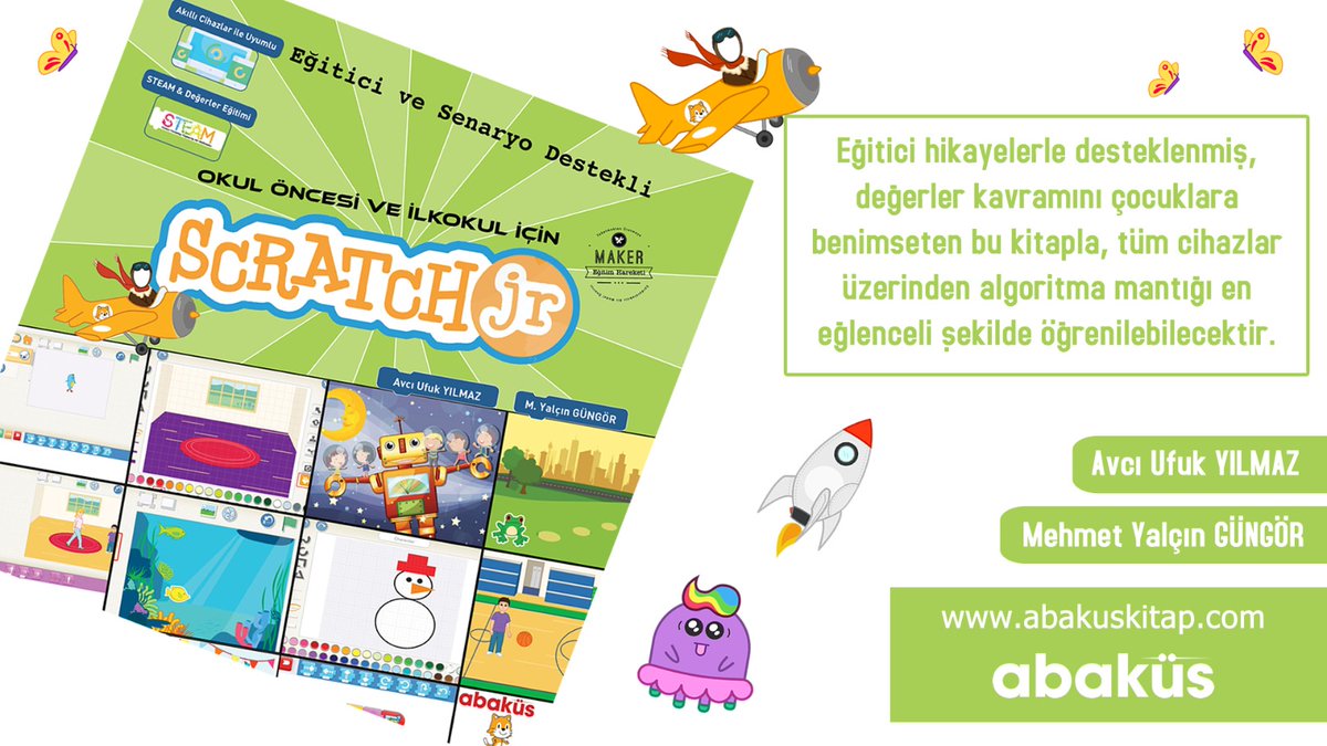<a href="/myalcingungor/">Mehmet Yalçın Güngör</a> hocam ile birlikte yazdığımız Eğitici ve Senaryo Destekli "Scratch Jr" kitabımız ön siparişe açıldı. İndirimli Sipariş İçin: bit.ly/2Mb9SFI <a href="/abakuskitap/">Abaküs Kitap</a> #scratchjr #kodlama #algoritma #bilişim #degerler #stem