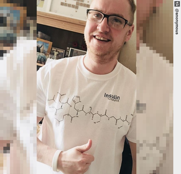 DiabetesEffect's tweet photo. I had this t-shirt custom made. the chemical breakdown of insulin — without it well it's not worth thinking about. It's a life https://t.co/evApIi2dcm