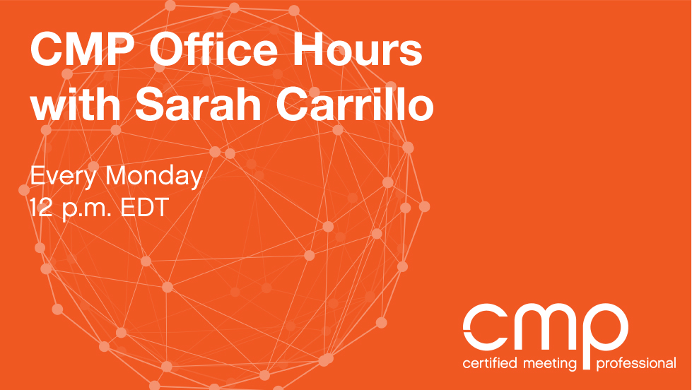Events_Council's tweet photo. #CMP questions? Pop into our CMP 2020 Office Hours with Sarah Carrillo next Monday, 1 June, at 12 p.m EDT.
Register: https://t.co/Kk7APMvSGM
#EventProfs #CMPProud #CMP2020 #MeetingProfs #EventsIndustry #MeetingPlanners https://t.co/0heGHxlXQN