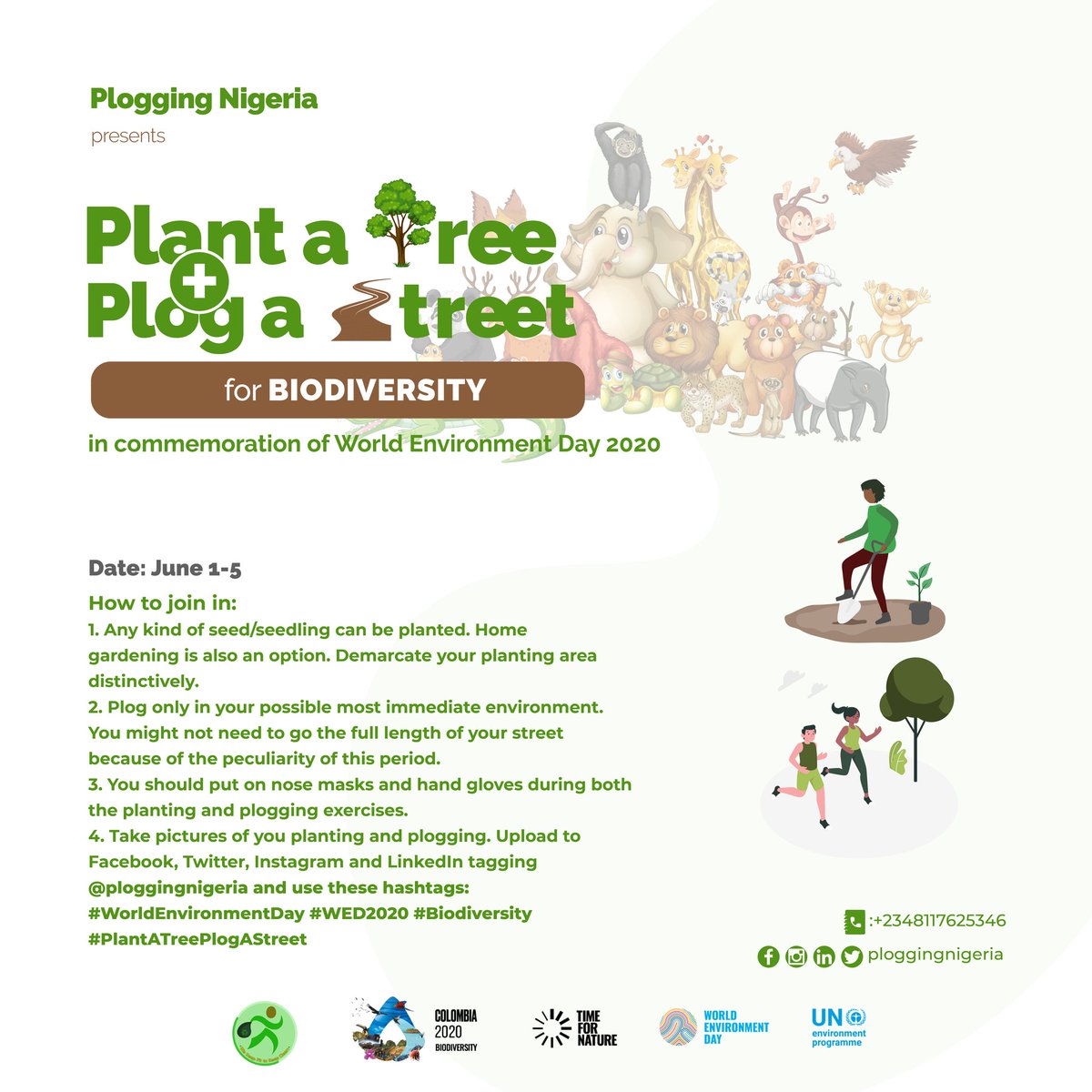 Will you join us to #PlantATreePlogAStreet for #Biodiversity in commemoration of #WorldEnvironmentDay 2020? 🌱🗑️

#WED2020
#WorldEnvironmentDay2020