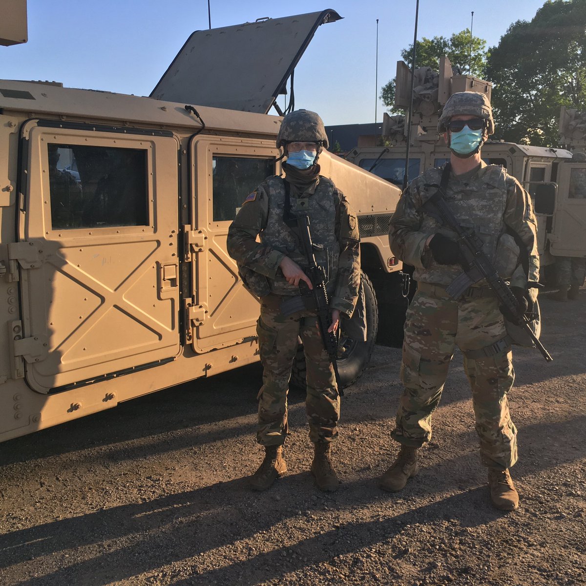 Law enforcement uniforms can be hard to tell apart. Not everyone you see in camouflage is part of the @MNNationalGuard. Our Guardsmen have @USArmy and @usairforce patches and wear U.S. flags on their sleeves to identify them. We live in your communities and we are here to help.