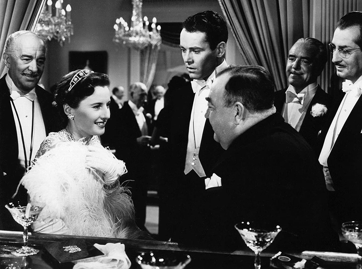 What a shot by G.E. Richardon from the set of The Lady Eve! Look at the martini glasses in the foreground! Barbara Stanywck, Henry Fonda, & the superb Eugene Pallette.