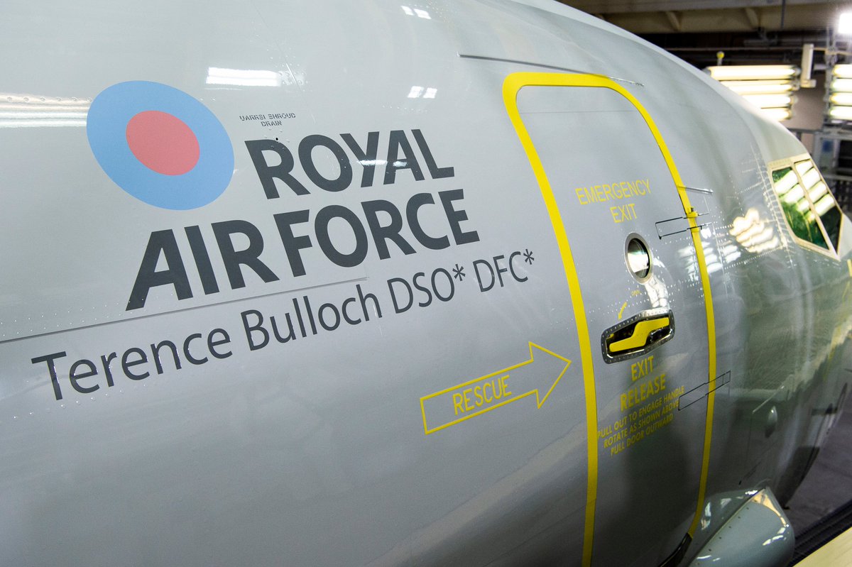 Without further ado... World, meet ZP803! Our third  @P8A_PoseidonRAF is named after Squadron Leader Terence 'Terry' Bulloch. He's in the history books when it comes to Maritime Aviation, but if you're not familiar with his story... A wild  #MegaThread appears!  #ZP803 1/10