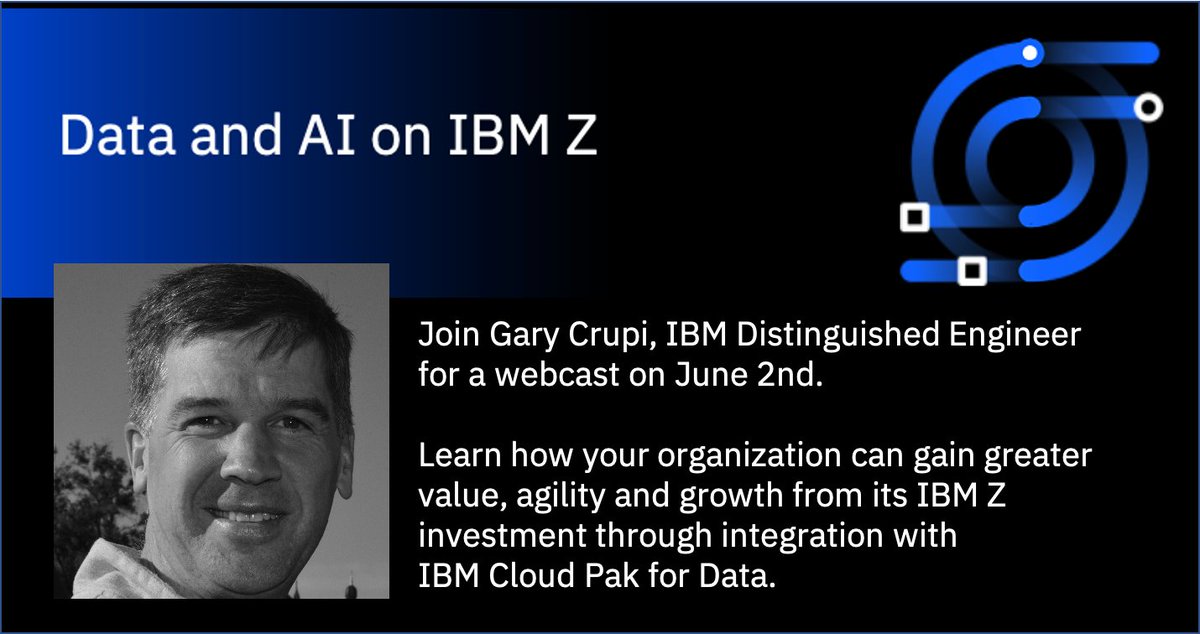 Join me next Tuesday, June 2 for a webcast where I will share my insight on the powerful integrations points between IBM Cloud Pak for Data and key IBM Z technology including the recently announced Db2 for z/OS Data Gate. Register or learn more at: ibm.biz/crupiLin