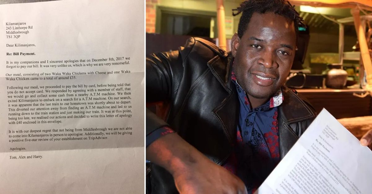 noteableyfood's tweet photo. Three Friends Fled Restaurant Without Paying, Then Sent The Owner A Letter Explaining Their Actions 😲
