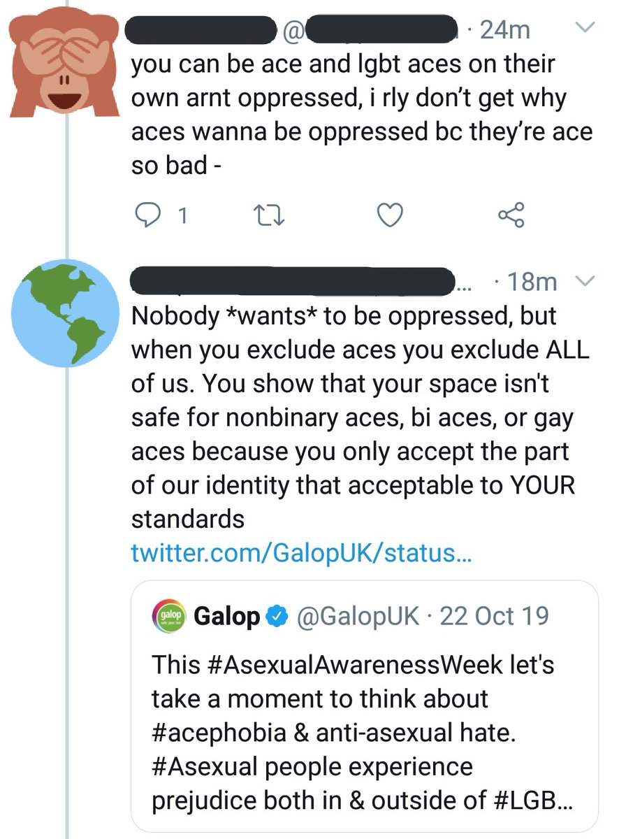 "if you introduced yourself as lgbt in lgbt spaces instead of ace"KW: "not lgbt" "aphobic and proud"