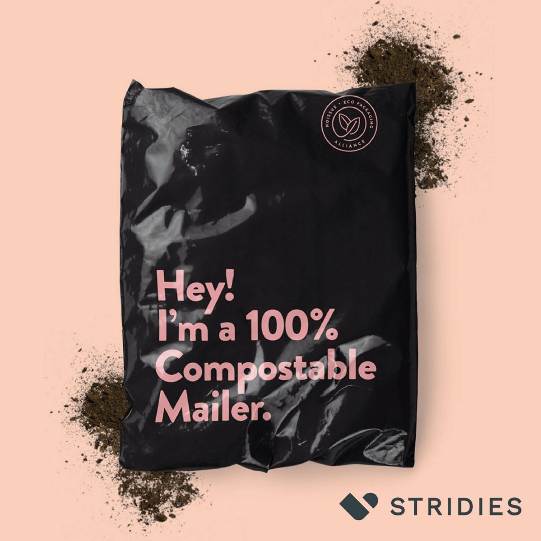 Stridies's tweet photo. Sustainability is important to so many customers today. 

That's why all of our socks are delivered in 100% home compostable mailers - sustainable shipping always! 🌍🍃 https://t.co/IBMRWjEfE5