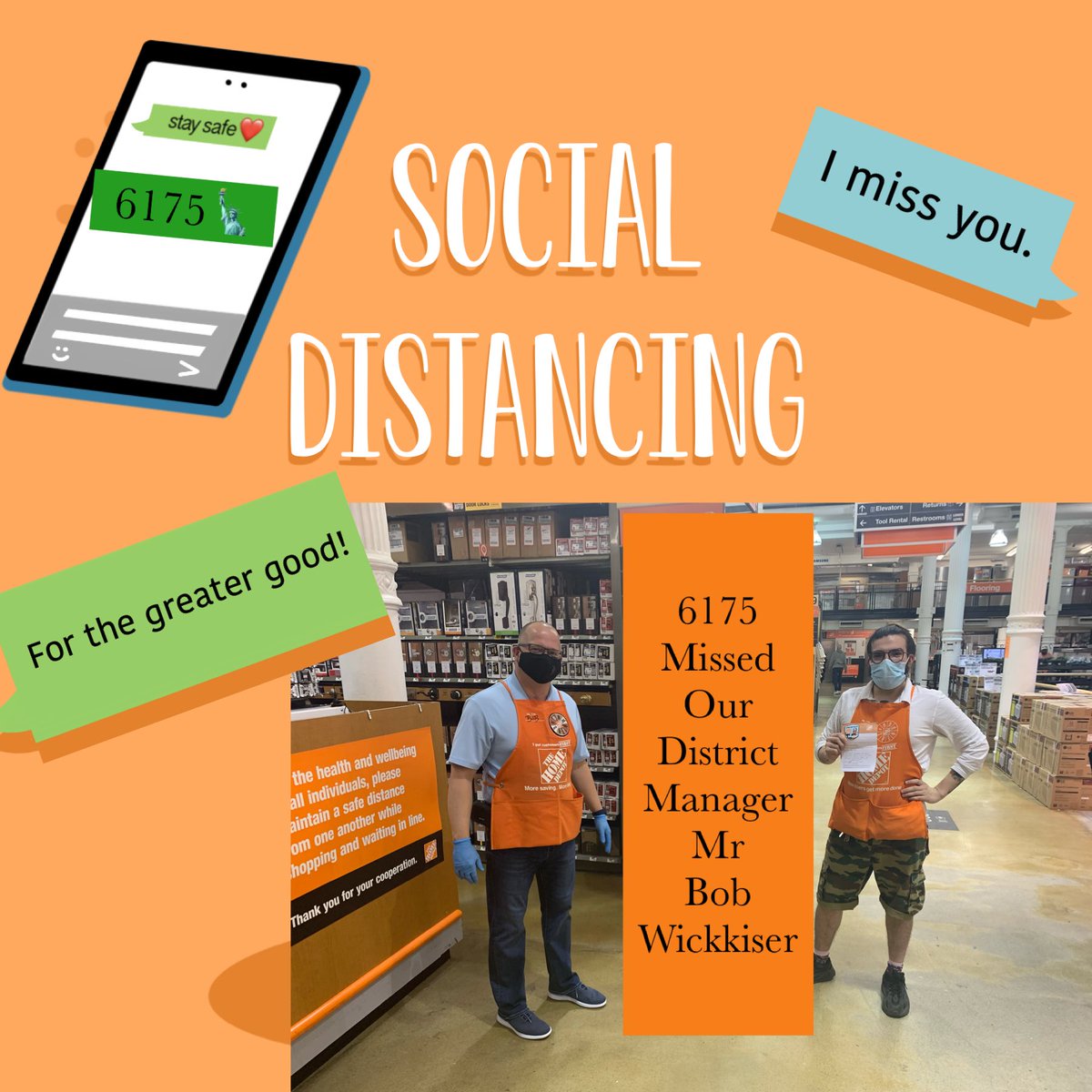 Too many day have passed since we have seen our District Manager <a href="/BWickkiser14/">Bob Wickkiser</a> . Bob has supported us in every way during this pandemic. We appreciate his recognition and support for the little time he was in our building. #SocialDistanacing in 🗽