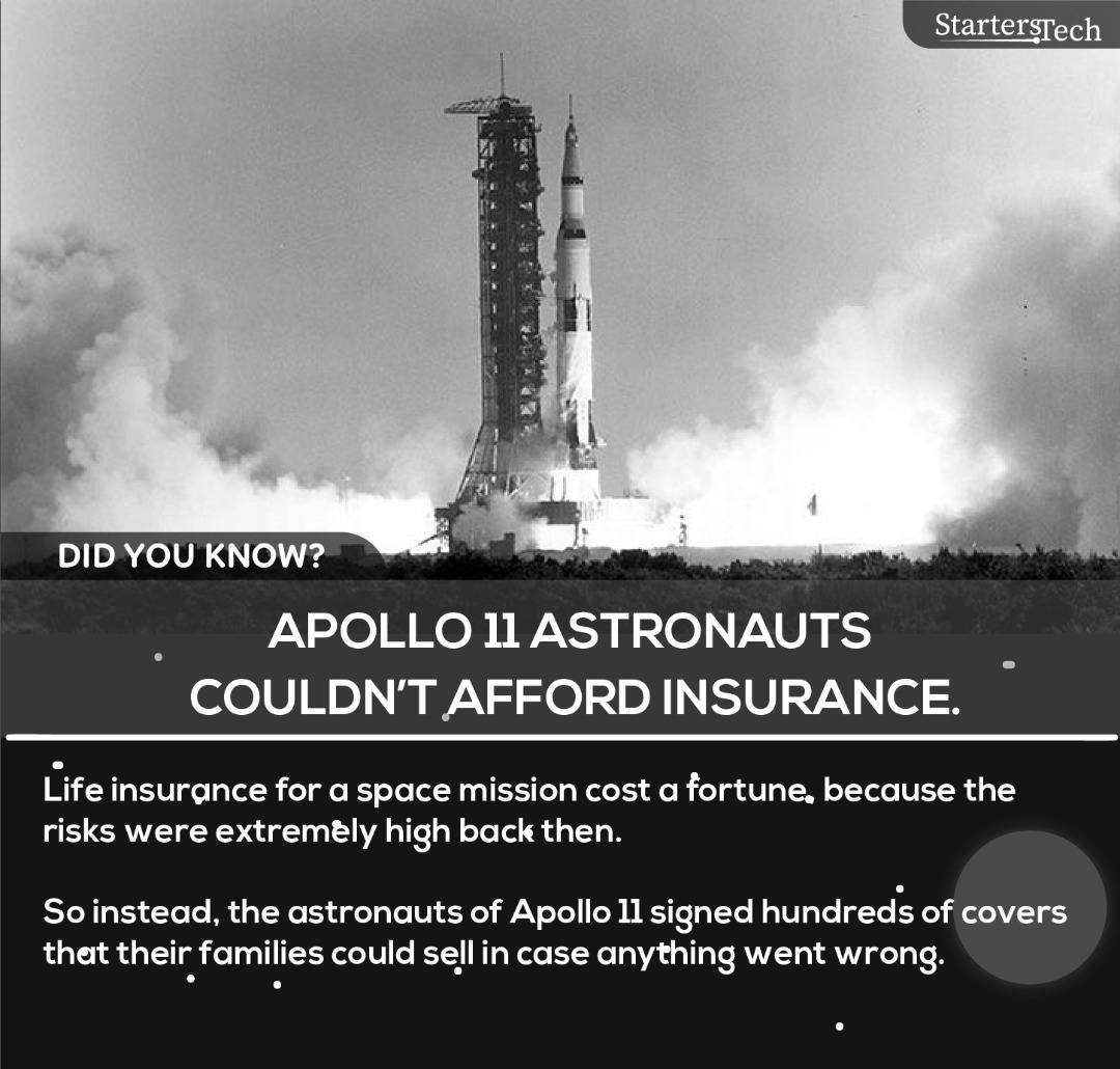 StartersTech's tweet photo. Years ago life insurance for a space mission cost a fortune because of the extremely high risks involved.
It's Friday!!! It's the fun fact moment.
#FridayFeeling #FridayFunDay #FunFactFriday #TGIF #fridaymood #starterstech #starterspoint https://t.co/hBrWezPEyc