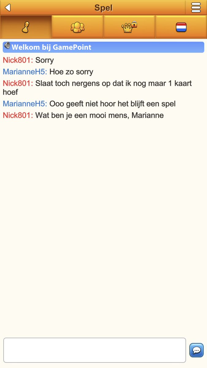 Ik speel een kaartspel waar je meestal wel 15 of 20 beurten nodig hebt om een stapel van 15 kaarten te kunnen spelen.
Ik hoefde nu nog maar 1 kaart na 2 beurten. Ik hou van Marianne. Wat een vrouw