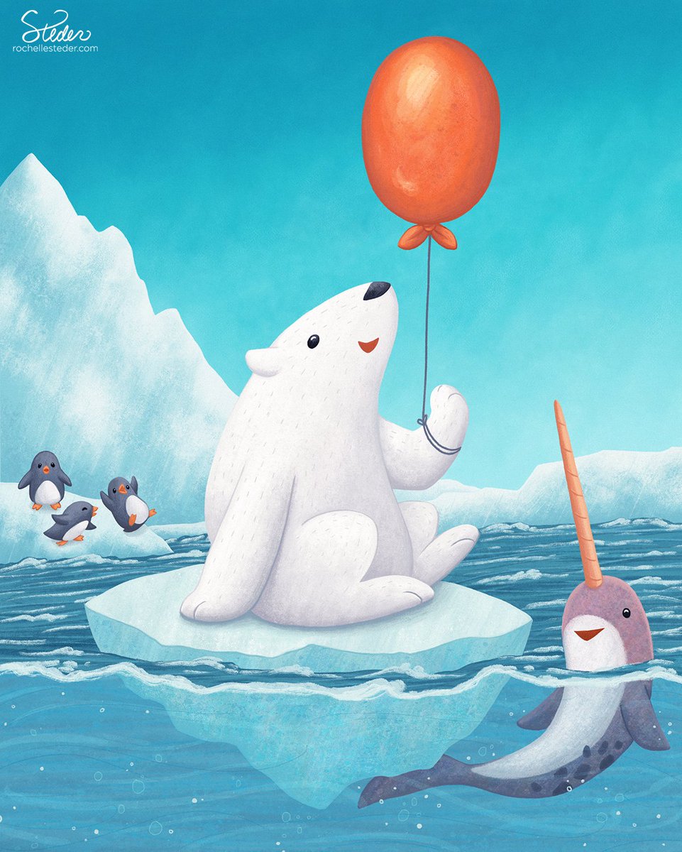 RochelleSteder's tweet photo. Happy Friday! Here's a happy little polar bear and his narwhal friend to brighten your weekend!
#letsmakepb
#picturebookart
#kidlitart
#kidlitillustration
#childrensbookillustration #children_illustration #digitalart #best_of_illustrations #polarbear #narwhal https://t.co/VZXILP0FS5