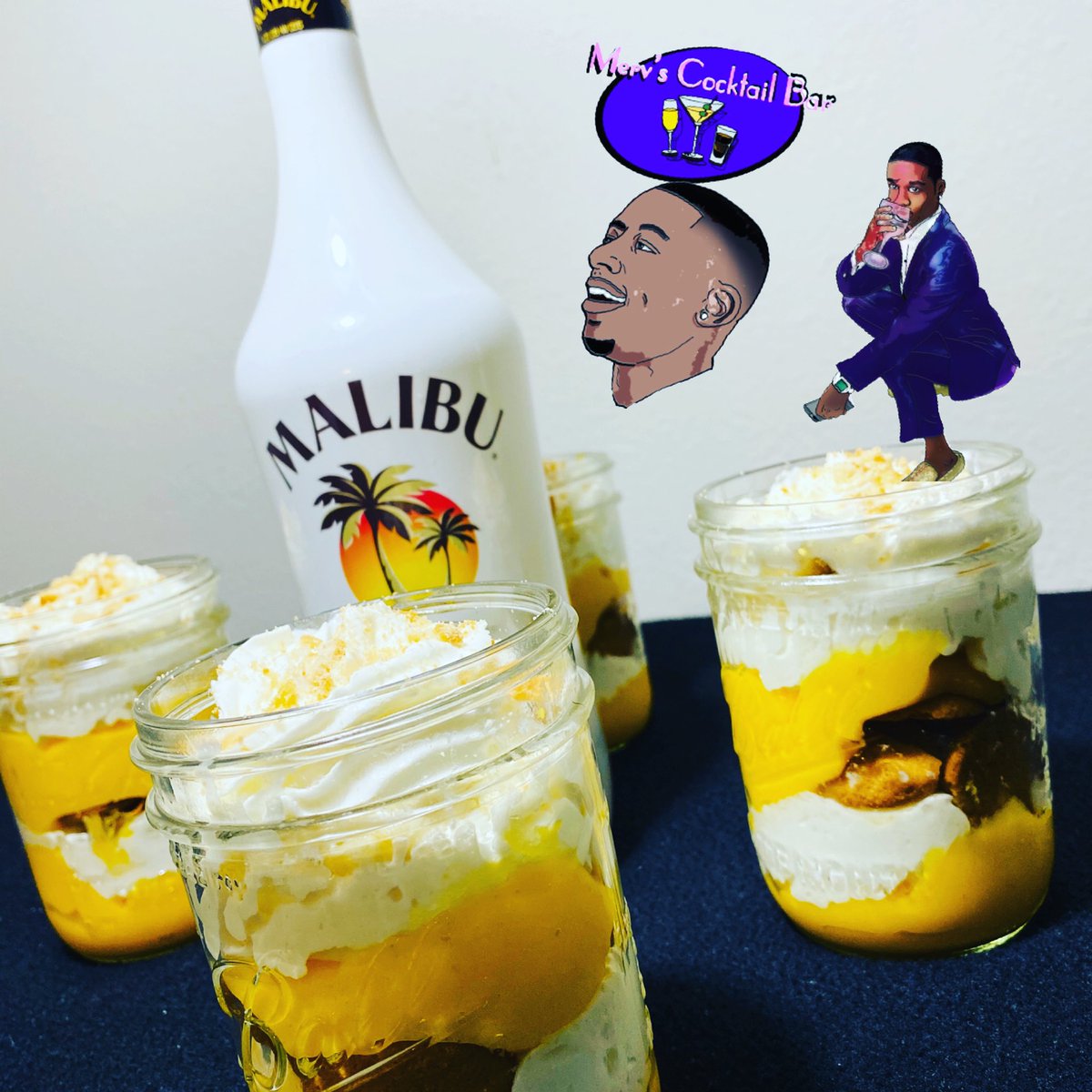 mervkneauxs's tweet photo. #BoozyBananaPuddingJars made with @MalibuRum , vanilla wafers, whipped topping and fresh bananas 🍌🍨😋 

Taste &amp; see why they call me #MalibuMerv 👅

#MixedByMerv, #TheDrinkAssassin 🔪
#BlackBusiness #MobileBar #BarServices #MERVSCOCKTAILBAR #Bartender🔥 https://t.co/jltyxaDGJu