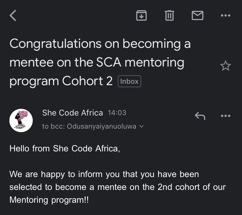 Riyiike's tweet photo. Yippie!!! I got inπππ @SheCodeAfrica mentorship program.Finally thereβs something great to look foward to ..
#SCAmentorshipProgram #SCAmentee https://t.co/gwiHYYgj8T