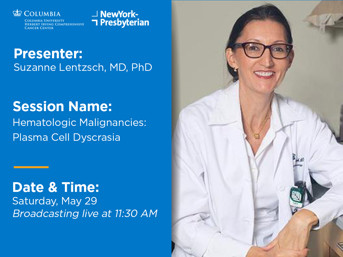 columbiacancer's tweet photo. Don't miss Dr. @SLentzsch discuss plasma cell dyscrasia at tomorrow's Hematologic Malignancies: Highlights of the Day session! Broadcasting LIVE at 11:30AM! #ASC020 #mmsm
https://t.co/aVdHAcwjTR https://t.co/pOCBBhlK0R