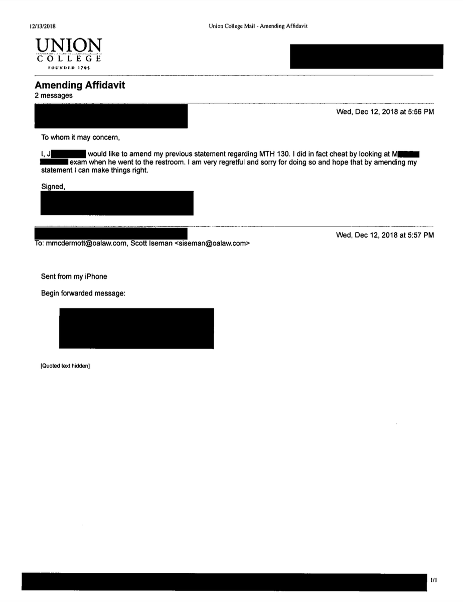 disabilityrig11's tweet image. @UnionCollege @union_nineteen @StromThacker expel student (in documents below is student M) who spoke out about not receiving accommodations and was wrongly accused of cheating though have yet to expel or suspend a single student who was accused and found guilty of sexual assault