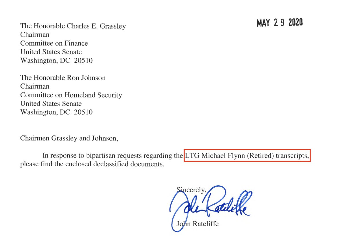 <THREAD> "DNI" Ratcliffe (R-Texas) has "declassified" some call summaries he's calling "transcripts."That's incorrect, but let's get into the evidence of treason! 