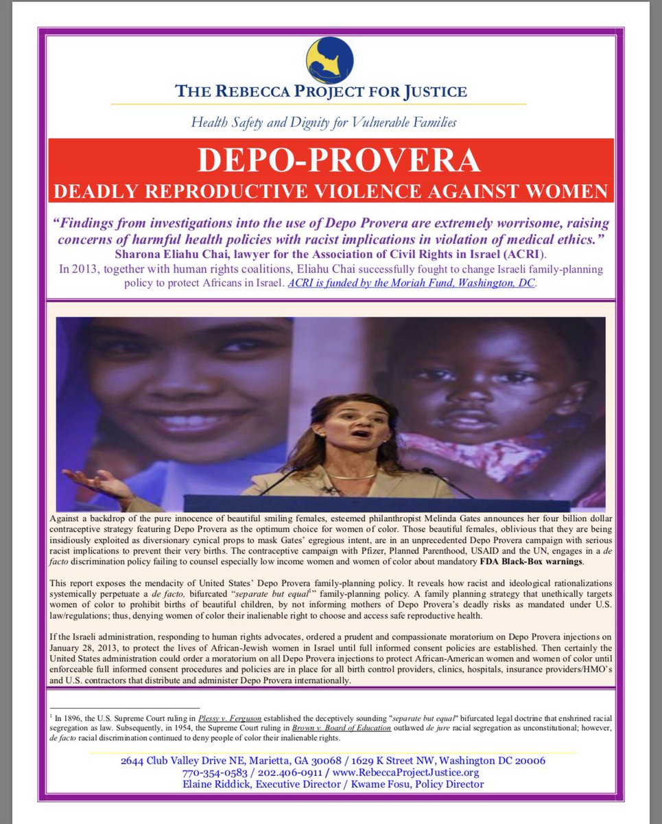 As a result of the accusation of large wealthy people & organizations using Depo as a form of deadly reproductive violence against women, particularly women of color,  @KwameFosuGlobal, a human rights attorney, was attacked & professionally smeared.