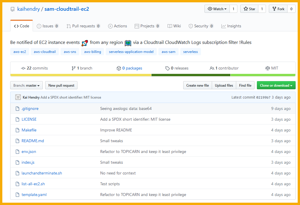 sam-cloudtrail-ec2 - Be notified of #EC2 instance events from any region via a CloudTrail CloudWatch Logs subscription filter - github.com/kaihendry/sam-…