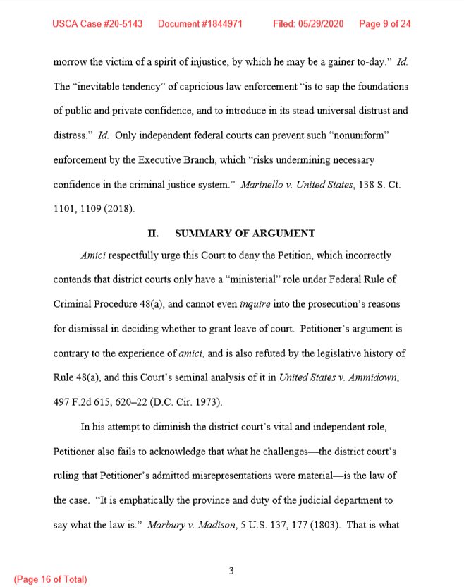 NEW on the Flynn case: another amicus brief this time from 24 retired federal district court judges arguing Judge Sullivan's role is not merely “ministerial" and that he should examine the "unusual lack of adversity" in DOJ's abrupt move to drop the case. <a href="/CourthouseNews/">Courthouse News</a>
