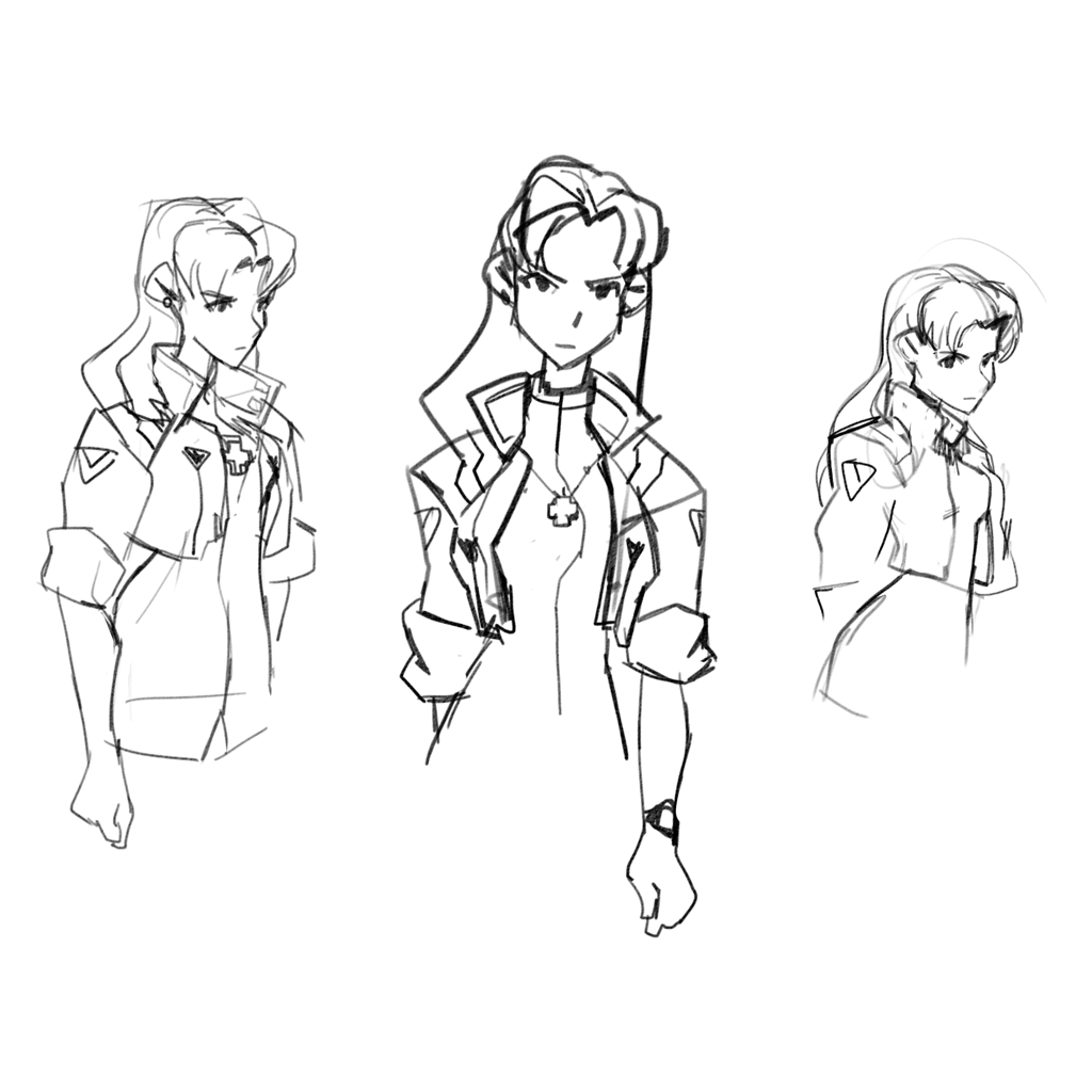 Some planning sketches from when I was trying to figure out the style for this model! Ultimately ended up going for a design that pushed the proportions a bit more. 
