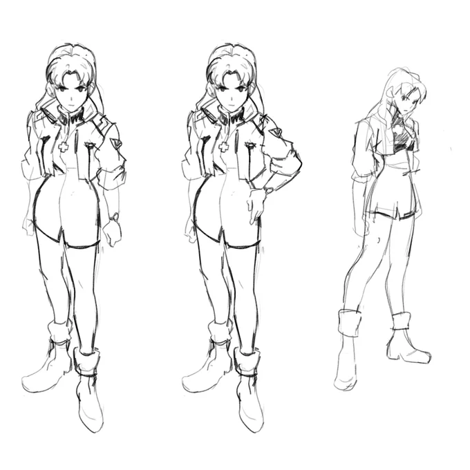 Some planning sketches from when I was trying to figure out the style for this model! Ultimately ended up going for a design that pushed the proportions a bit more. 