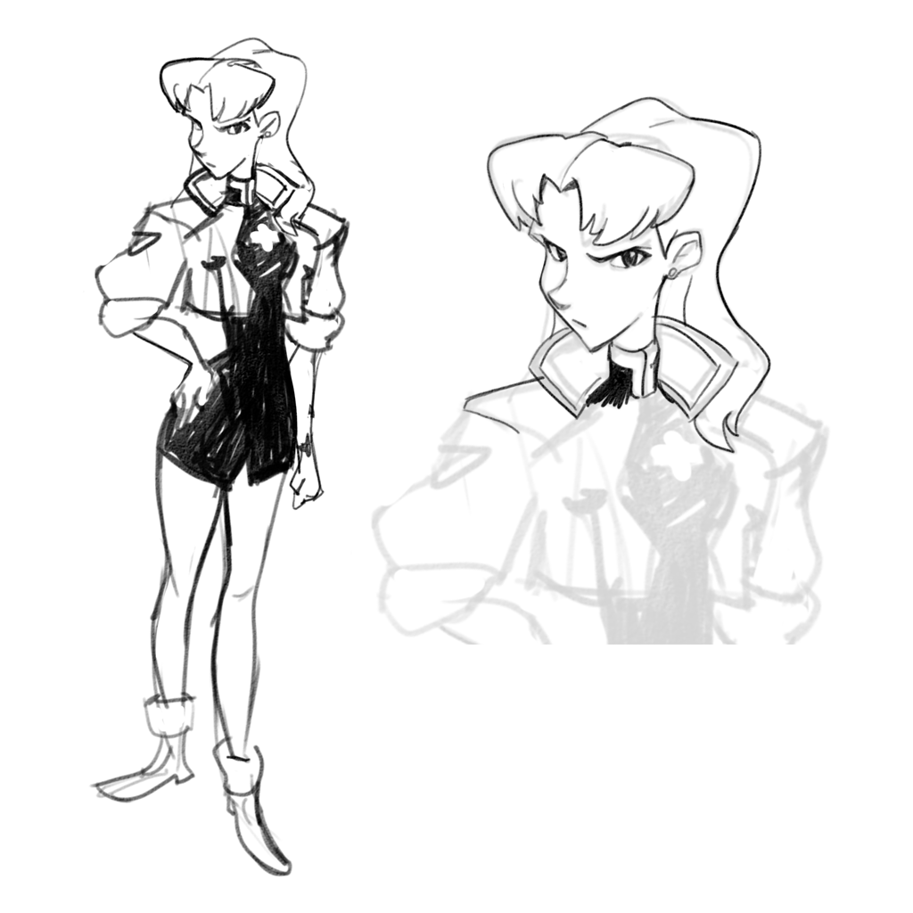 Some planning sketches from when I was trying to figure out the style for this model! Ultimately ended up going for a design that pushed the proportions a bit more. 