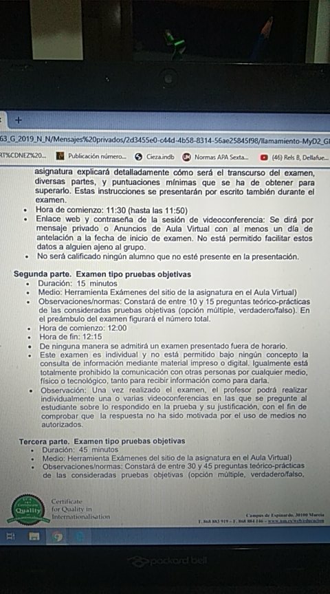 BoxFrutos's tweet photo. ¿QUIEN SE QUEJABA DE LOS DOS MINUTOS? A minuto por pregunta al que tienes que restarle el tiempo que te cargue en cargar esa pregunta. Y todo esto mientras te están vigilando por ZOOM. @umuball @EducacionUmu @ceum_es https://t.co/zlQkmRmBv2