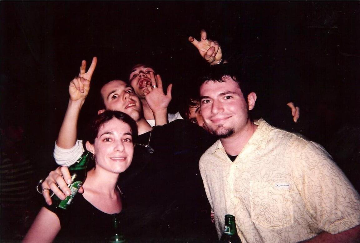 Tuning in to #TimsTwitterListeningParty from Brooklyn, NY. This photo captures a moment from Miami Winter Music Conference 2003. <a href="/pzkimball/">Justice Gainsbourg</a> and I bought <a href="/mikeskinnerltd/">Mike Skinner</a> a beer. <a href="/Tim_Burgess/">Tim Burgess</a> #originalpiratematerial #geezersneedexcitement