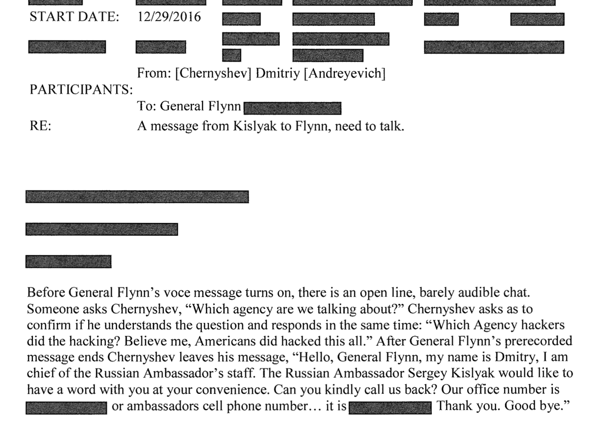 Kislyak's Chief of Staff: "Um, the NSA is picking this up you moron, why are you asking on unencrypted lines which Russian spy agency helped Trump win - are you missing a chromosome?"