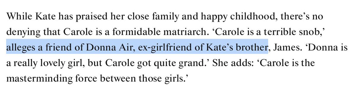 This sourcing is so glorious: Kate's brother's ex-girlfriend's anonymous "friend"!