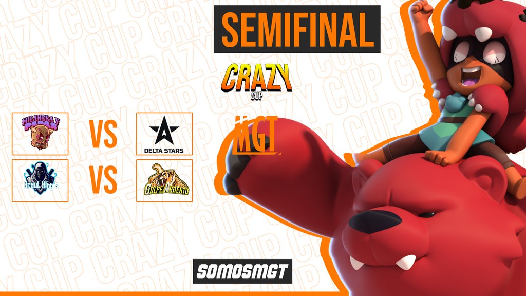 #CrazyCup | #BrawlStars

🔸¡Comienzan las semifinales! 😱

Cuatro equipo estarán enfrentándose para solo salir vivos dos de nuestras arenas  ⚔️

¿Que equipos llegarán a la final? 🤔

📌 @MilanesayPapaBS VS <a href="/DeltaStarsGG/">Delta Stars</a> 
📌 <a href="/BrawlkingsB/">BrawlKings</a> VS @GolpeArgentoBS