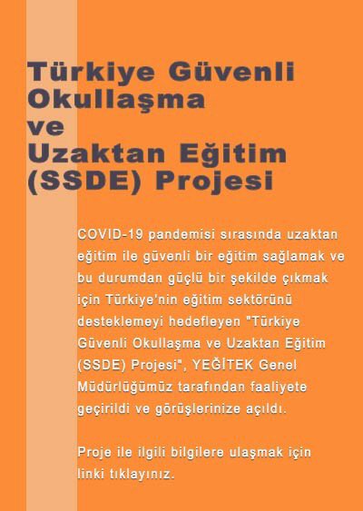 egitimbilisim's tweet photo. #mebeba #tatildegiluzaktanegitim #coronavirus #EvdeHayatVar @ziyaselcuk @tcmeb 
Türkiye Güvenli Okullaşma ve Uzaktan Eğitim (SSDE) Projesi
görüşlerinize açıldı.
👇
https://t.co/ukTTnVVPEy https://t.co/3aLFa7IhPj