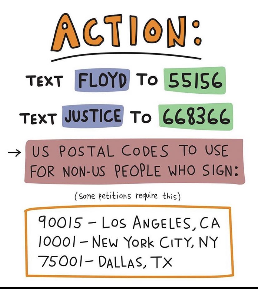 Texting these two numbers gives you more information about MoveOn and ColorOfChange, which are two organizations working to bring justice for George Floyd. Both allow you to sign petitions to help their causes.