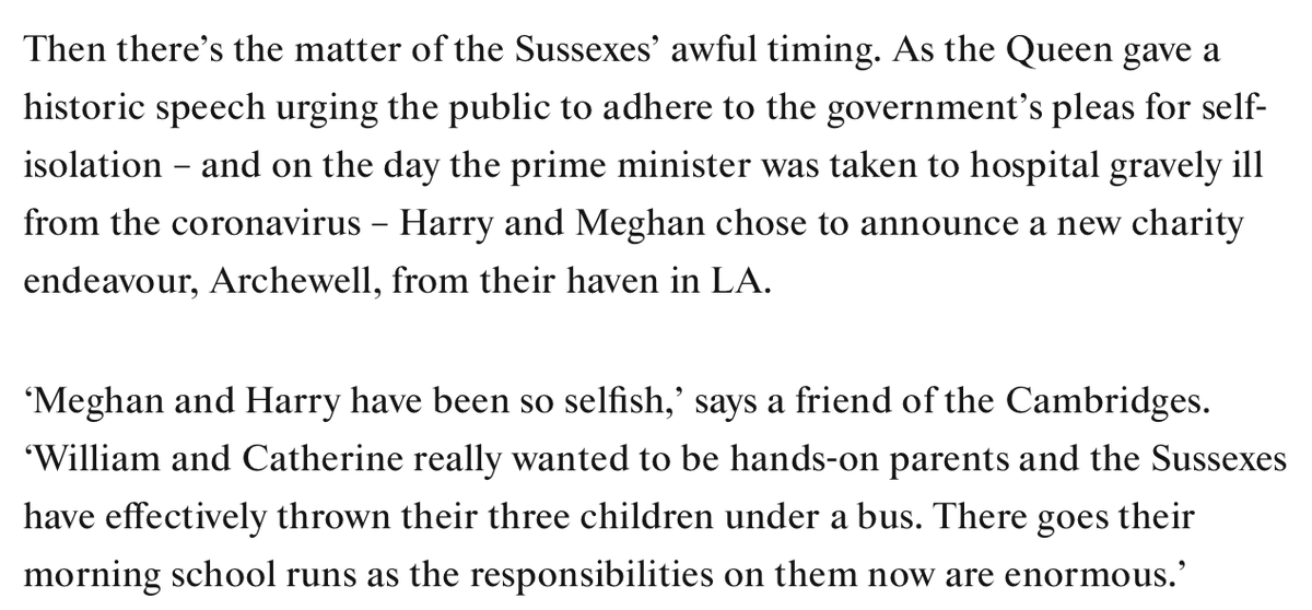 Do not try to make sense of this sequitur. Just accept it. If your brother announces a charity in LA, *obviously* that means you can't drive your kids to school in England