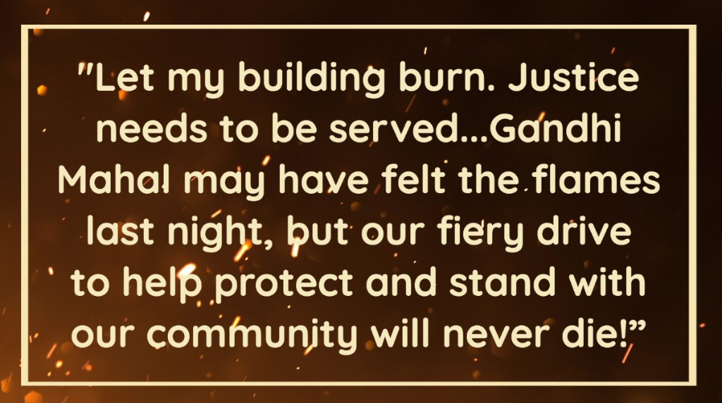 CBSNews's tweet photo. The family that owns Gandhi Mahal, a Minneapolis restaurant caught in protest crossfire, calls for justice for George Floyd. Despite their restaurant catching fire, the family shared their overwhelming support of the protests on social media https://t.co/UDrCdVxlzl https://t.co/TFNGG9wtOW