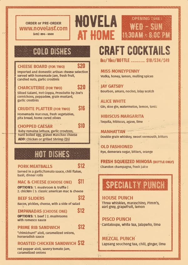 Hello twitter, we missed you!
We're excited to announce that we are now offering food and cocktails for to-go/delivery through <a href="/caviar/">Julie Dasch</a>, @grubhub, and @ubereats. Checkout our menu below, enjoy! 😎 #SanFrancisco <a href="/eatersf/">Eater SF</a>