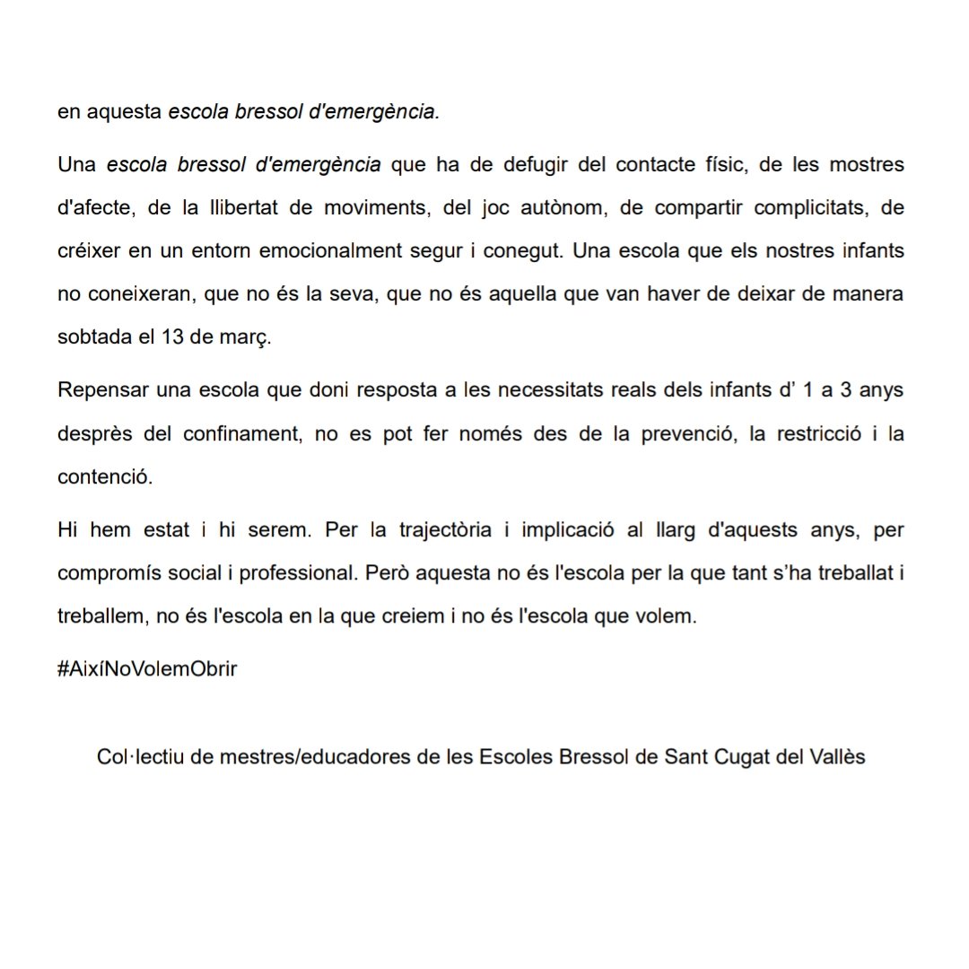 Les Escoles Bressol Municipals de Sant Cugat #AixiNoObrim