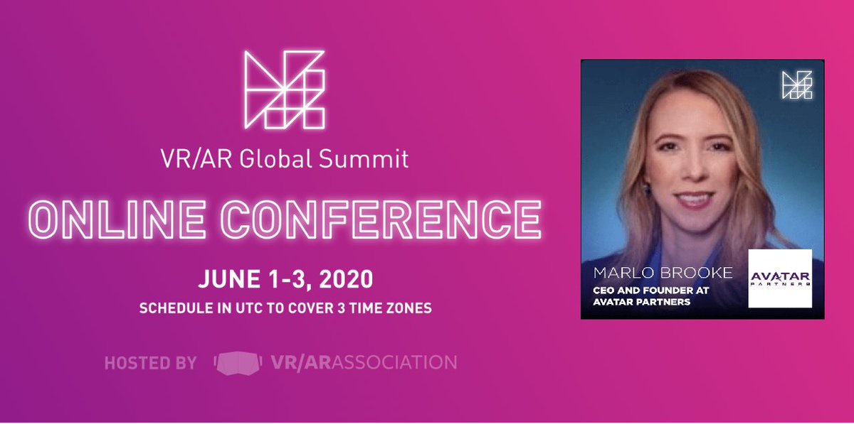 avatarpartners's tweet photo. We are pleased to announce AVATAR Partner's Founder and CEO Marlo Brooke will be speaking at the VR/AR Global Summit Online Conference Monday, June 1st at 3pm PST. Click the link below to get your tickets today! https://t.co/mgYqHRE08q
#avatarpartners #vrara #augmentedreality https://t.co/uxl0zjaMeL