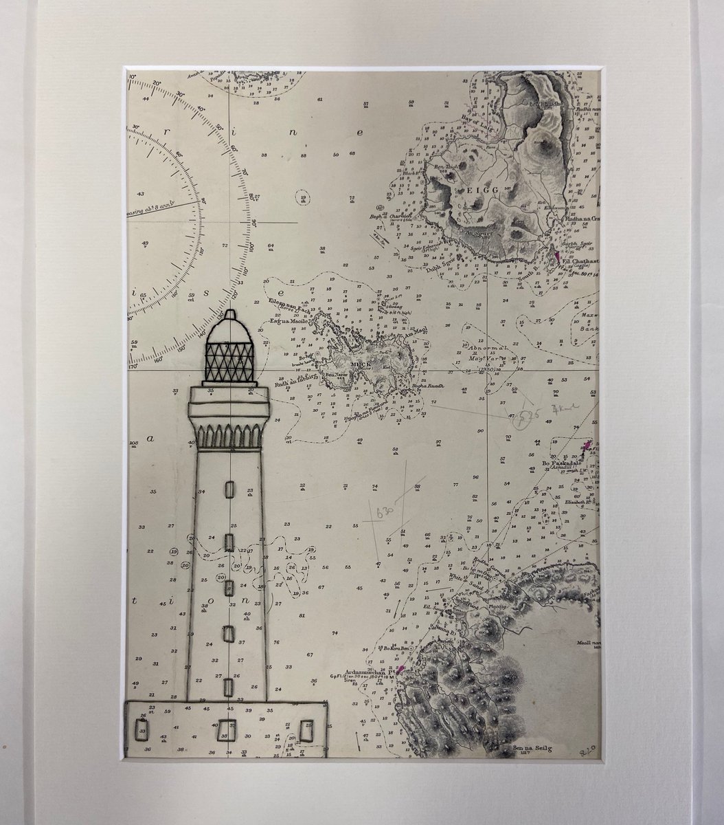 NaviStitch's tweet photo. I would just like to share with you a recent commission sent to Scotland.  This is Ardnamurchan Lighthouse on a vintage Admiralty chart.  The recipient's home is on the chart and he has a special affinity with the Lighthouse. A very unique and personal birthday gift. https://t.co/CN1cxjoO5z