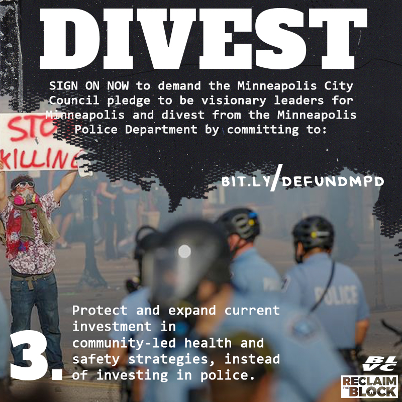 Minneapolis' Black communities and communities of color deserve deep investment in long-term, community based health and safety strategies. This has become all the more apparent in recent days and during the COVID19 pandemic. 1/x